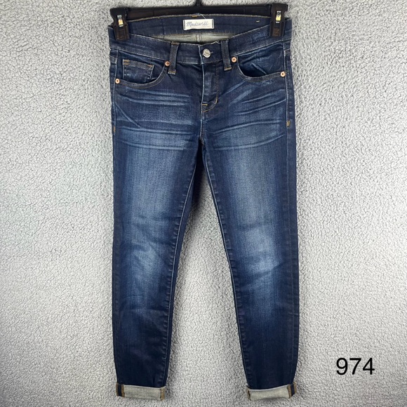 Madewell Denim - Madewell Women’s Skinny Skinny‎ Dark Wash Mid-Rise Cuffed Jeans Size 25
